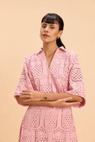 BECCA FIT AND FLARE SCHIFFLY MIDI DRESS - Sunday Story