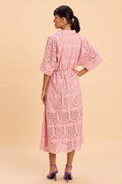BECCA FIT AND FLARE SCHIFFLY MIDI DRESS - Sunday Story