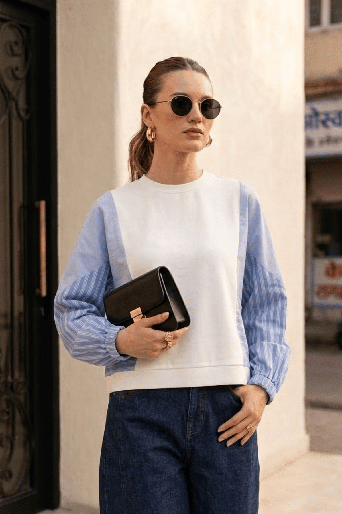 BELLA STRIPE MIX SWEATSHIRT - Sunday Story