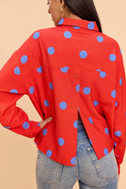 BELLE OVERSIZED POLKA PRINT VISCOSE SHIRT WITH SPLIT BACK - Sunday Story
