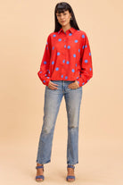 BELLE OVERSIZED POLKA PRINT VISCOSE SHIRT WITH SPLIT BACK - Sunday Story