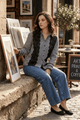 BENNET CHECKED COTTON SHIRT WITH LACE DETAIL