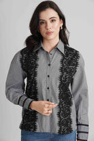 BENNET CHECKED COTTON SHIRT WITH LACE DETAIL - Sunday Story