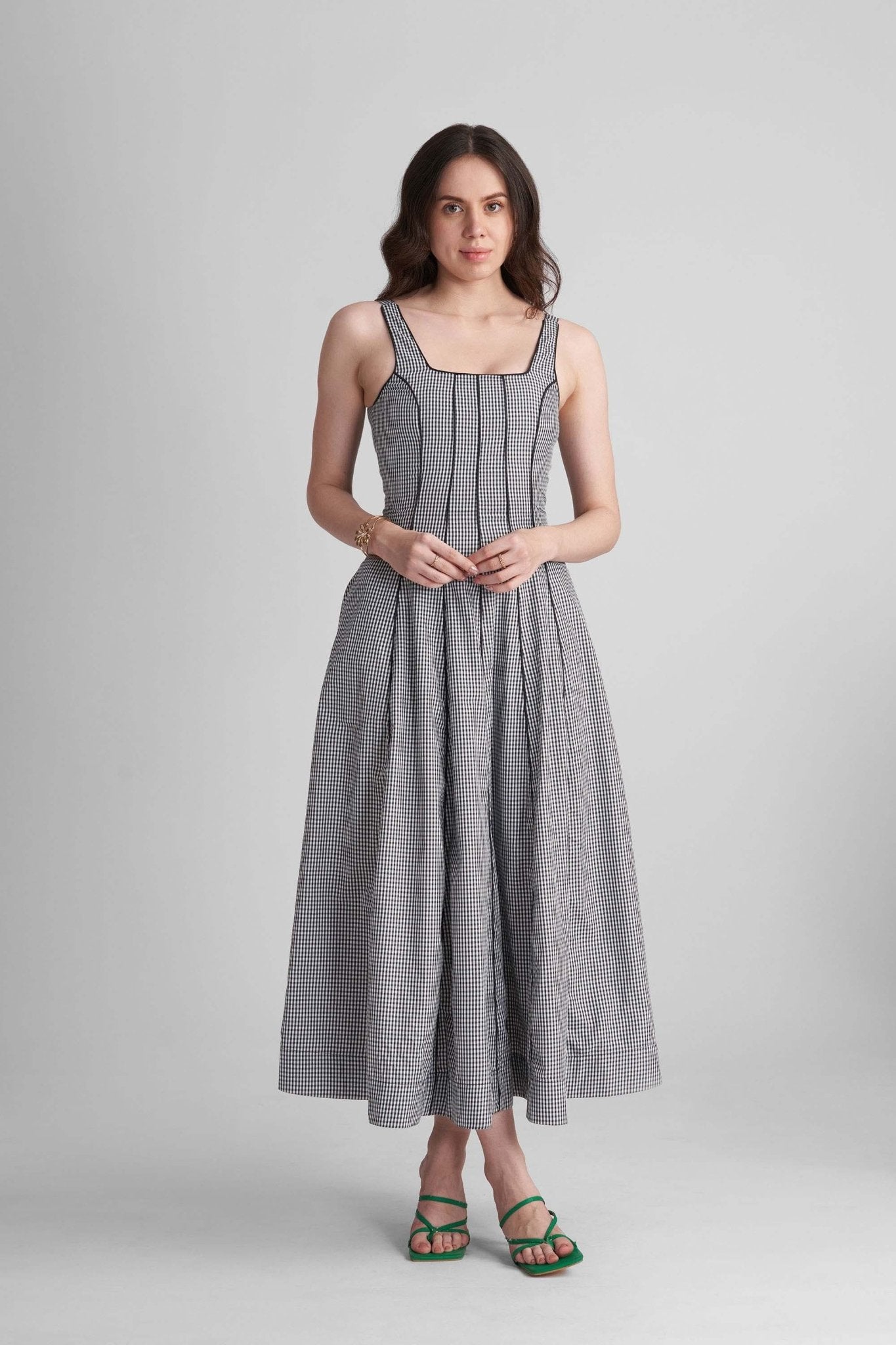 BENNET PANNELLED FIT AND FLARED COTTON MAXI DRESS - Sunday Story