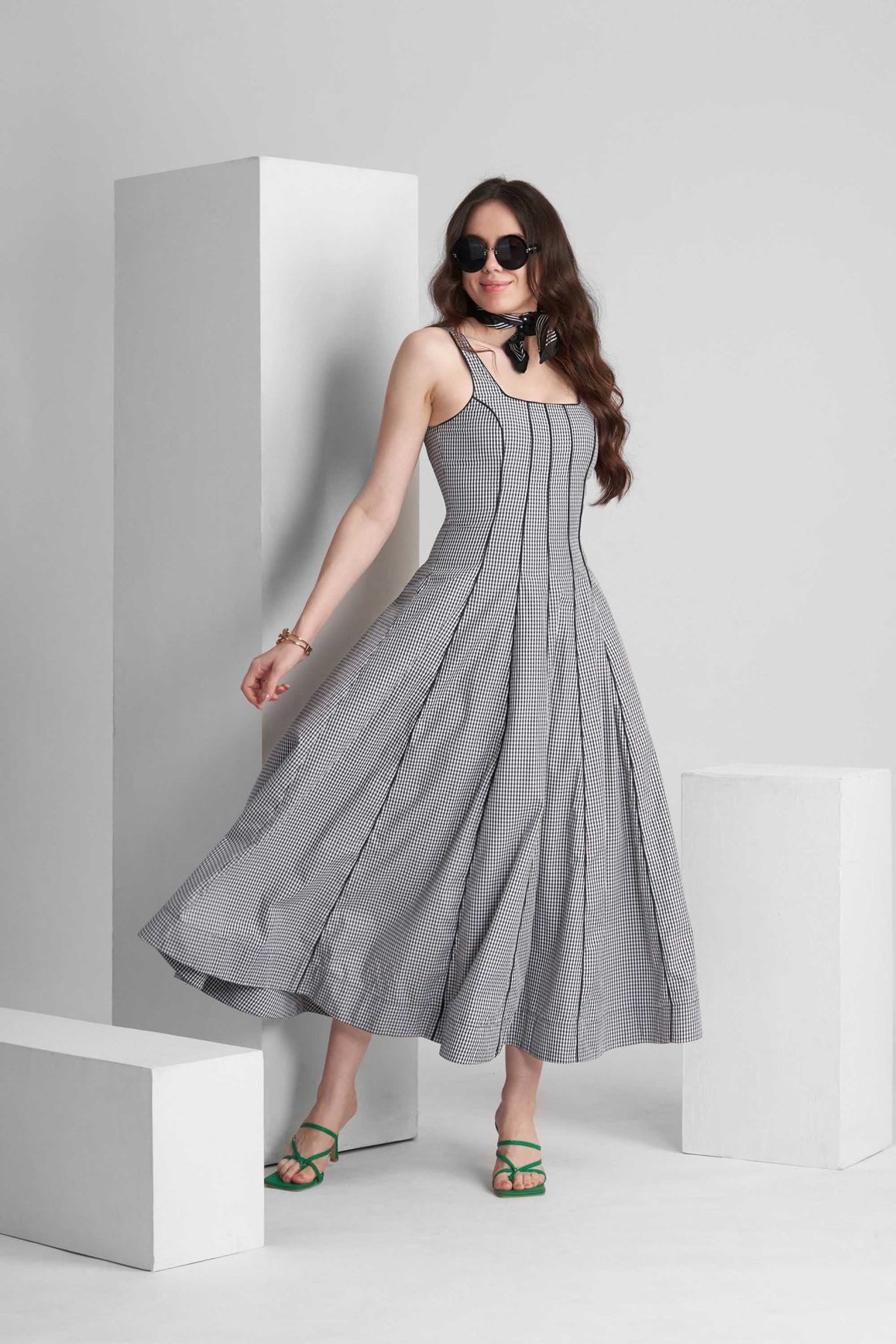 BENNET PANNELLED FIT AND FLARED COTTON MAXI DRESS - Sunday Story