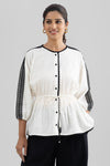 BERN LINEN PEPLUM TOP WITH CONTRAST LACE DETAIL - Sunday Story