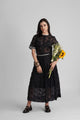 BERNICE EMBROIDERED VISCOSE ORGANZA SHIRT AND PLEATED MIDI SKIRT CO-ORD SET