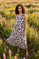 BETSY VISCOSE PRINTED A-LINE MIDI DRESS