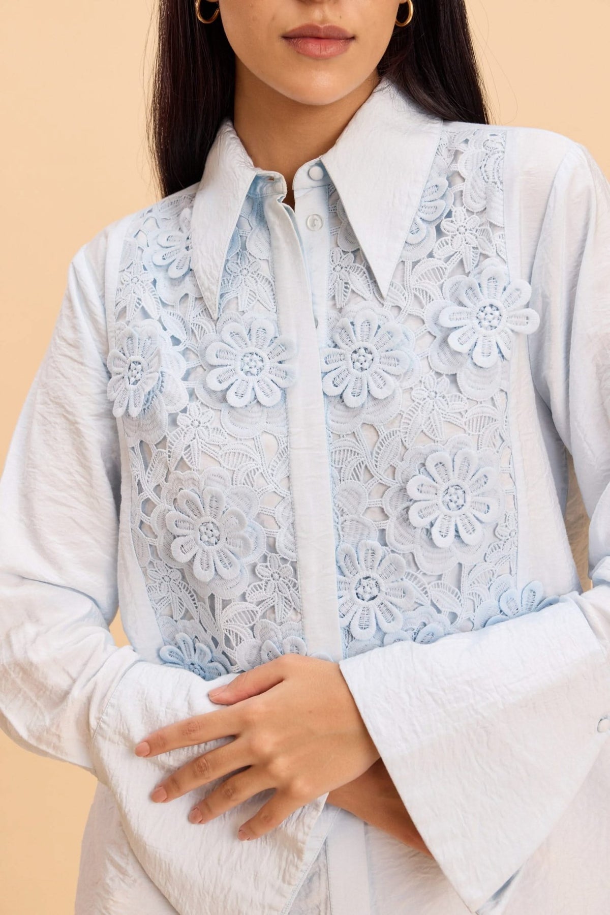 BLAIR 3D FLORAL LACE VISCOSE NYLON SHIRT - Sunday Story