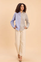 BLAKE HALF AND HALF STRIPE MIX SHIRT - Sunday Story