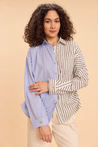BLAKE HALF AND HALF STRIPE MIX SHIRT - Sunday Story