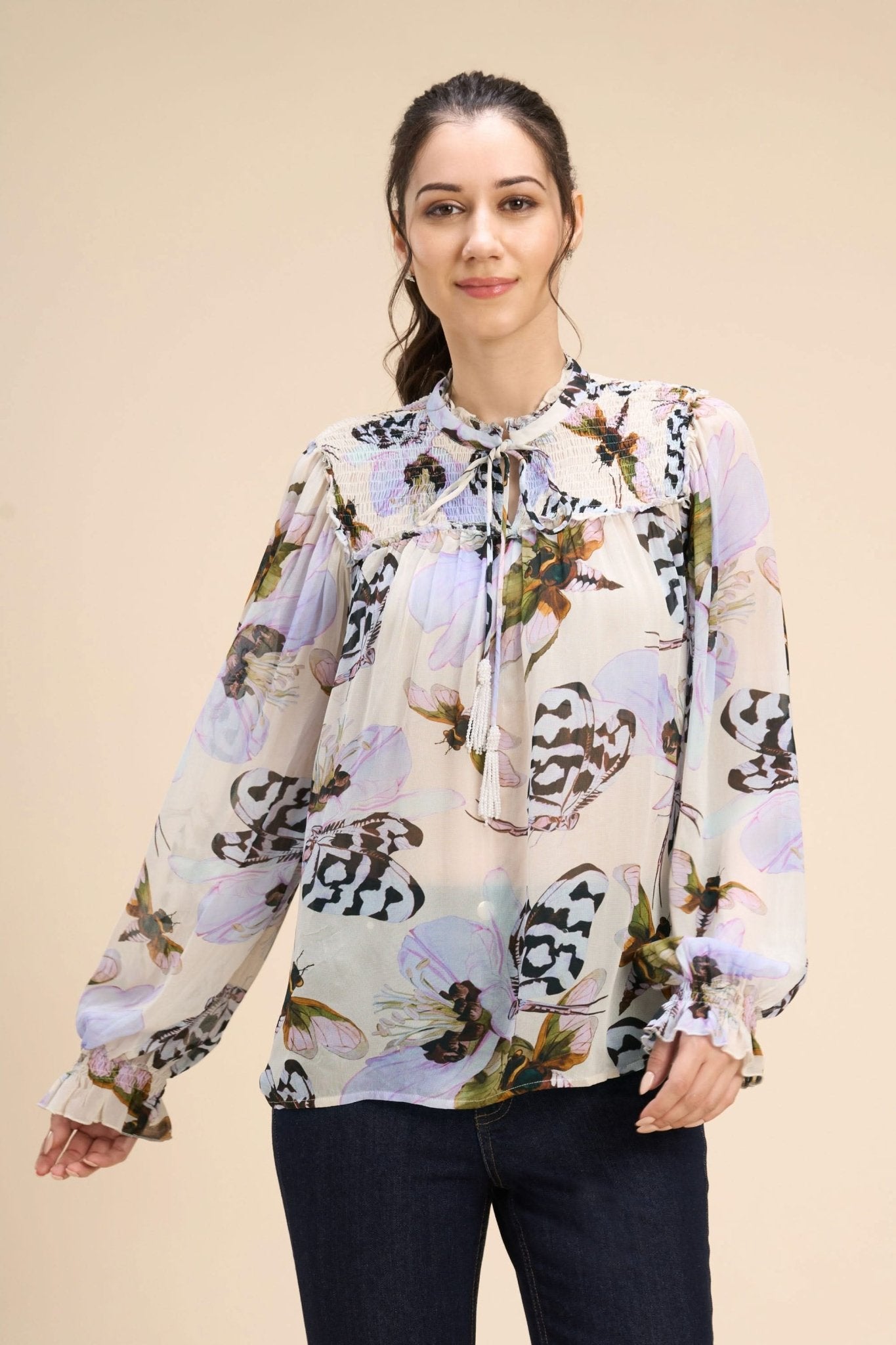 BREA VISCOSE GEORGETTE SMOCKED POET BLOUSE - Sunday Story