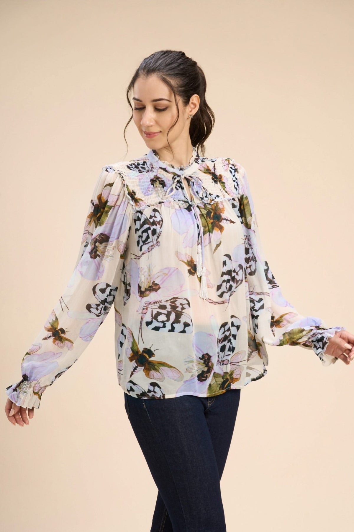 BREA VISCOSE GEORGETTE SMOCKED POET BLOUSE - Sunday Story