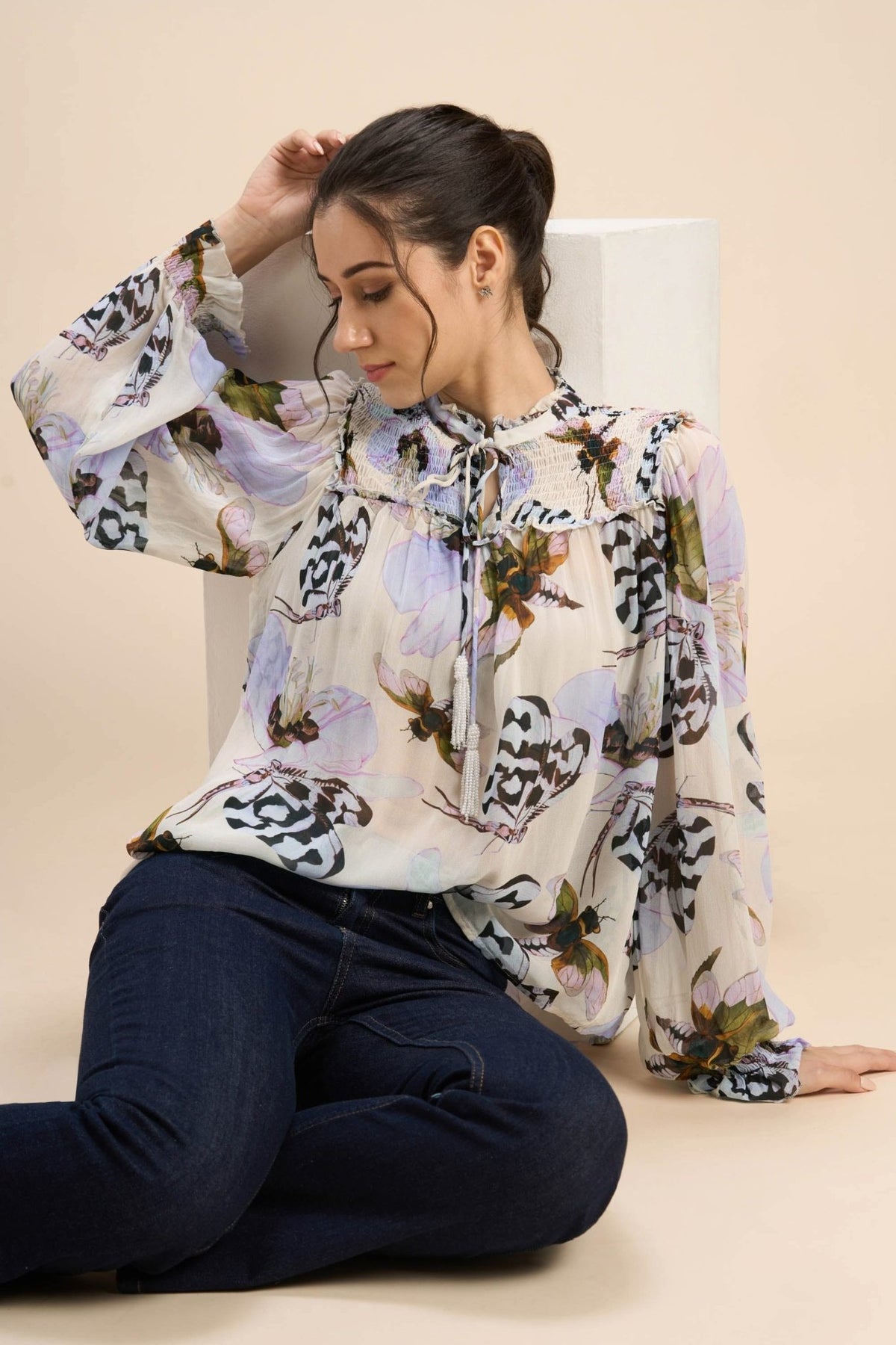 BREA VISCOSE GEORGETTE SMOCKED POET BLOUSE - Sunday Story