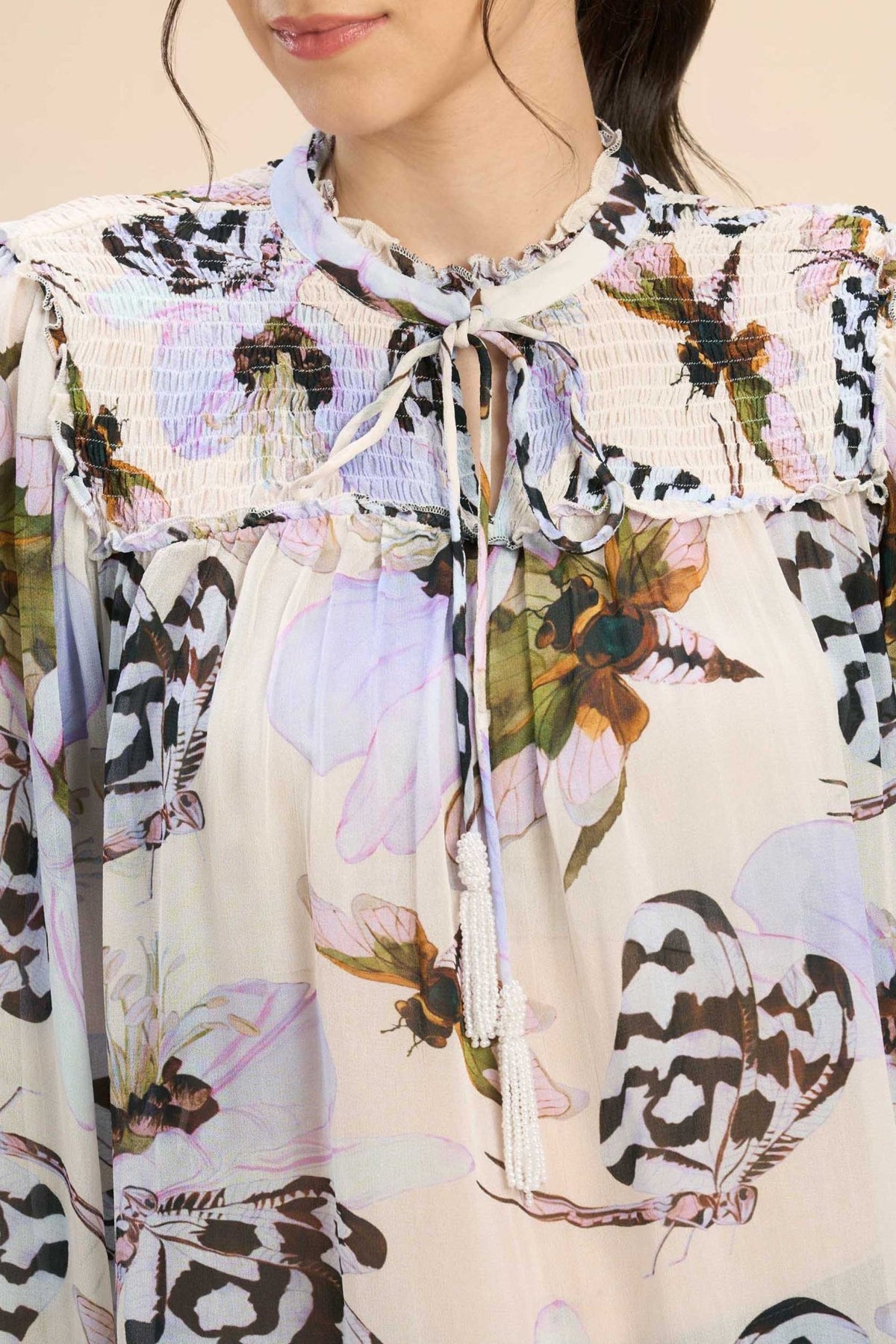 BREA VISCOSE GEORGETTE SMOCKED POET BLOUSE - Sunday Story