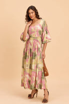 BREA VISCOSE PRINTED MIDI DRESS - Sunday Story