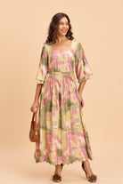 BREA VISCOSE PRINTED MIDI DRESS - Sunday Story