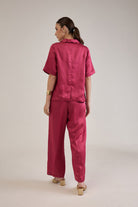 BRIDGET FUCHSIA LINEN SATIN SCALLOP DETAIL BLAZER & PANT CO-ORD - Sunday Story
