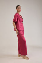 BRIDGET FUCHSIA LINEN SATIN SCALLOP DETAIL BLAZER & PANT CO-ORD - Sunday Story