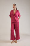 BRIDGET FUCHSIA LINEN SATIN SCALLOP DETAIL BLAZER & PANT CO-ORD - Sunday Story
