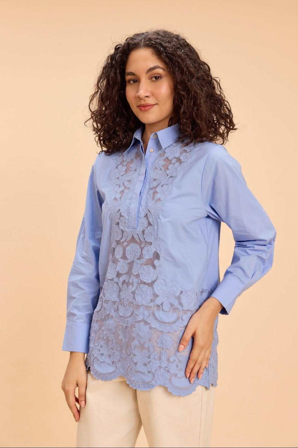 BRIE CUTWORK EMBROIDERED COTTON SHIRT - Sunday Story