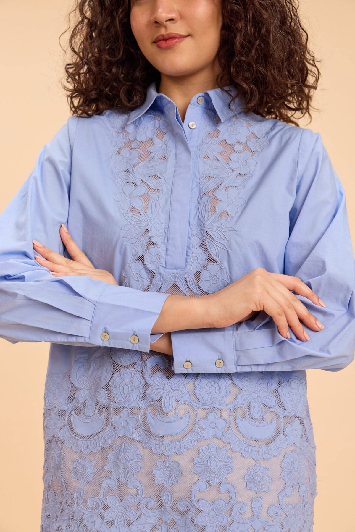 BRIE CUTWORK EMBROIDERED COTTON SHIRT - Sunday Story