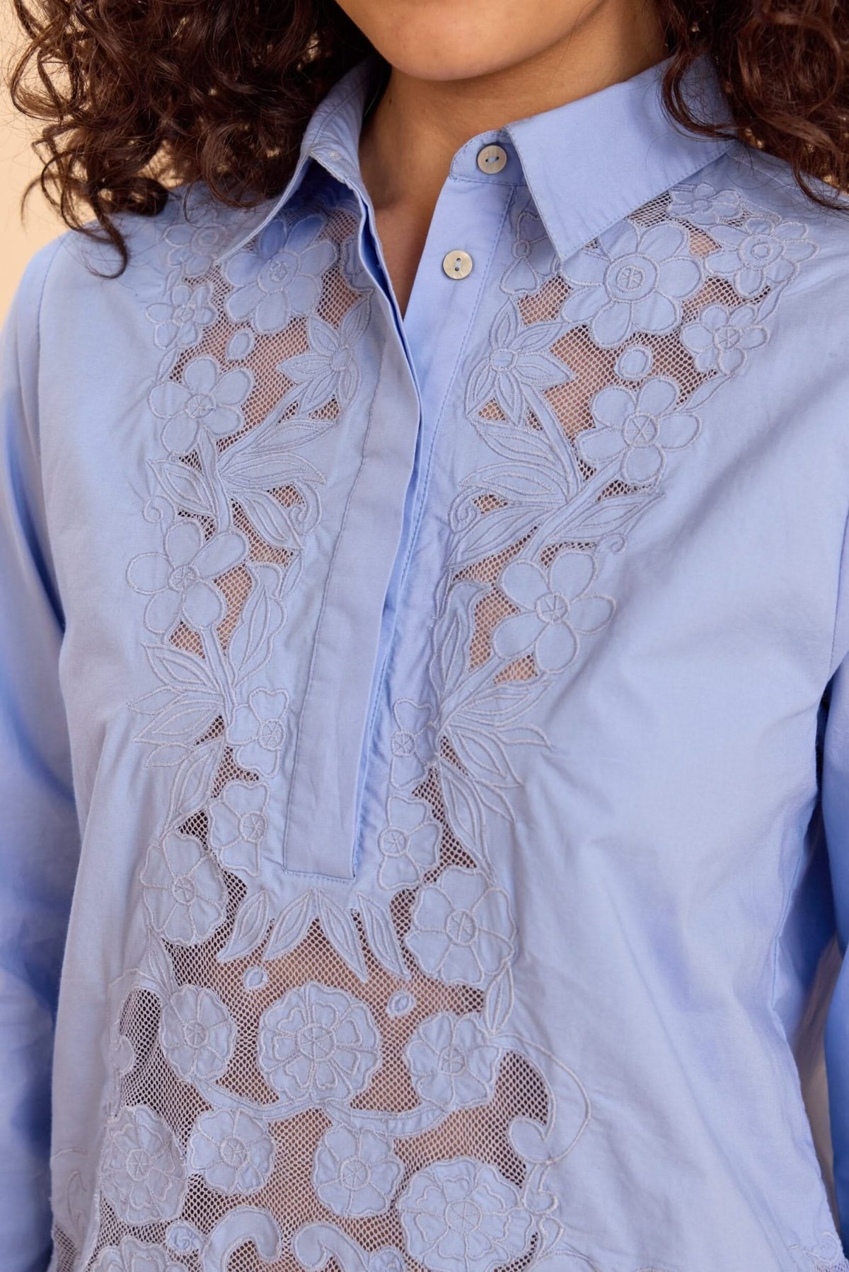 BRIE CUTWORK EMBROIDERED COTTON SHIRT - Sunday Story