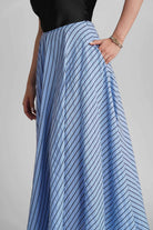 BRIONY CIRCULAR COTTON STRIPE MAXI SKIRT - Sunday Story