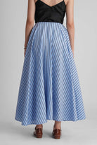 BRIONY CIRCULAR COTTON STRIPE MAXI SKIRT - Sunday Story