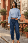 BRIONY COTTON STRIPE SHIRT WITH ASYMETRICAL PLACKET - Sunday Story