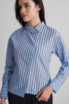 BRIONY COTTON STRIPE SHIRT WITH ASYMETRICAL PLACKET - Sunday Story