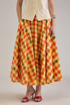 BRIONY PRINTED CHECK COTTON MIDI CIRCLE SKIRT - Sunday Story