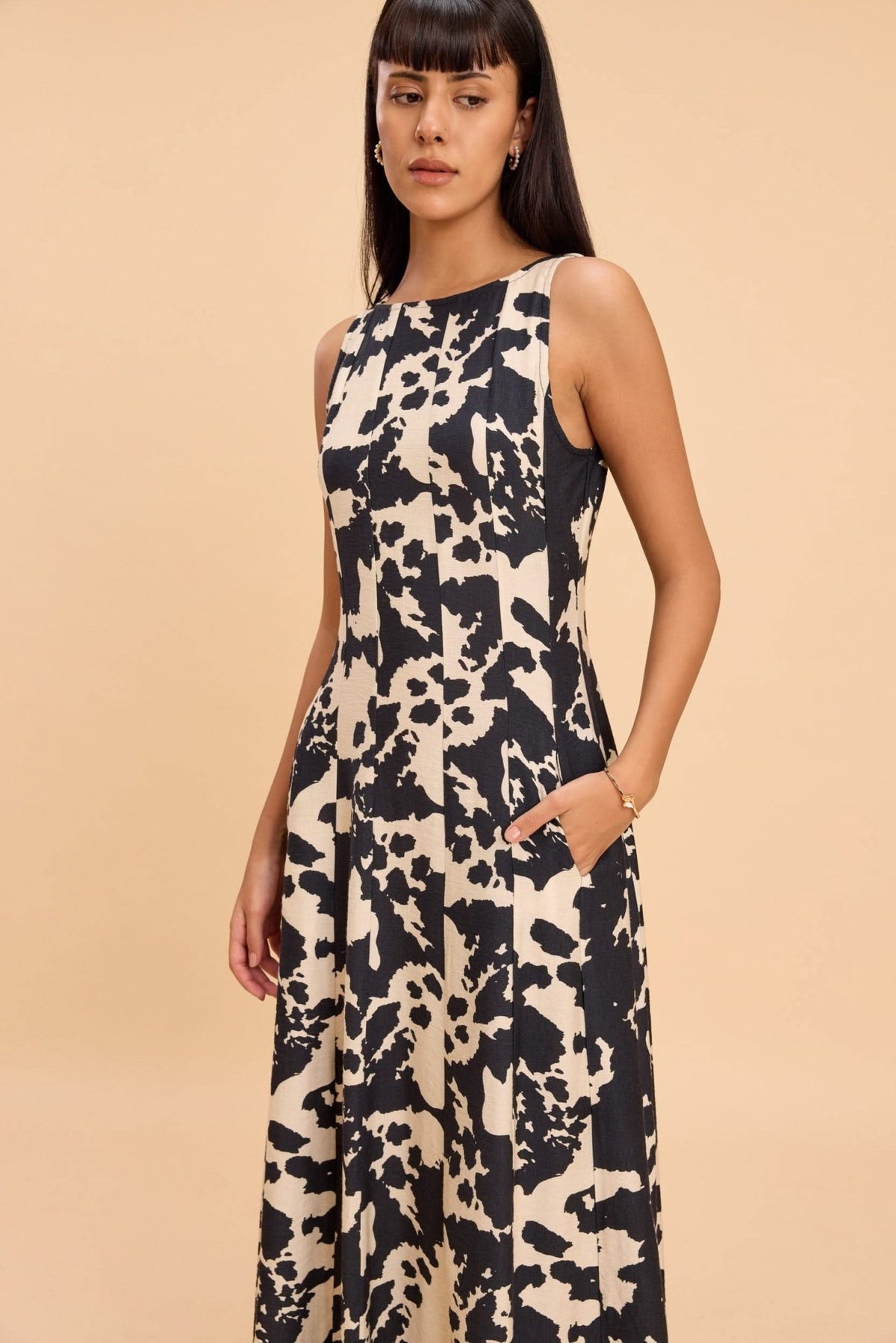 CALI PRINTED PANELLED FLARED MAXI DRESS - Sunday Story