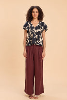 CALI PRINTED TOP WITH TIERED SLEEVES IN VISCOSE NYLON - Sunday Story