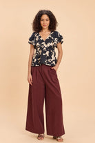 CALI PRINTED TOP WITH TIERED SLEEVES IN VISCOSE NYLON - Sunday Story