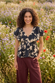 CALI PRINTED TOP WITH TIERED SLEEVES IN VISCOSE NYLON