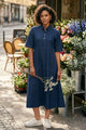 CALLIN  A-LINE MAXI PANELLED DENIM DRESS