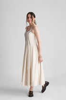 CAMILA PANNELED FIT AND FLARE LINEN MAXI DRESS - Sunday Story