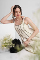 CAMILA PANNELED FIT AND FLARE LINEN MAXI DRESS - Sunday Story