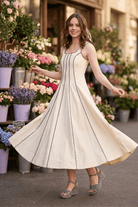 CAMILA PANNELED FIT AND FLARE LINEN MAXI DRESS - Sunday Story