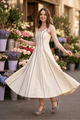 CAMILA PANNELED FIT AND FLARE LINEN MAXI DRESS