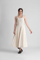 CAMILA PANNELED FIT AND FLARE LINEN MAXI DRESS - Sunday Story