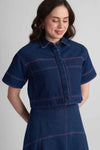 CARNATION DENIM CROPPED SHIRT WITH FRONT PATCH POCKETS - Sunday Story