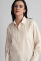 CLAUDIA COTTON LINEN SHIRT WITH LACE YOKE