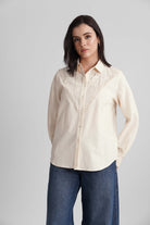 CLAUDIA COTTON LINEN SHIRT WITH LACE YOKE - Sunday Story