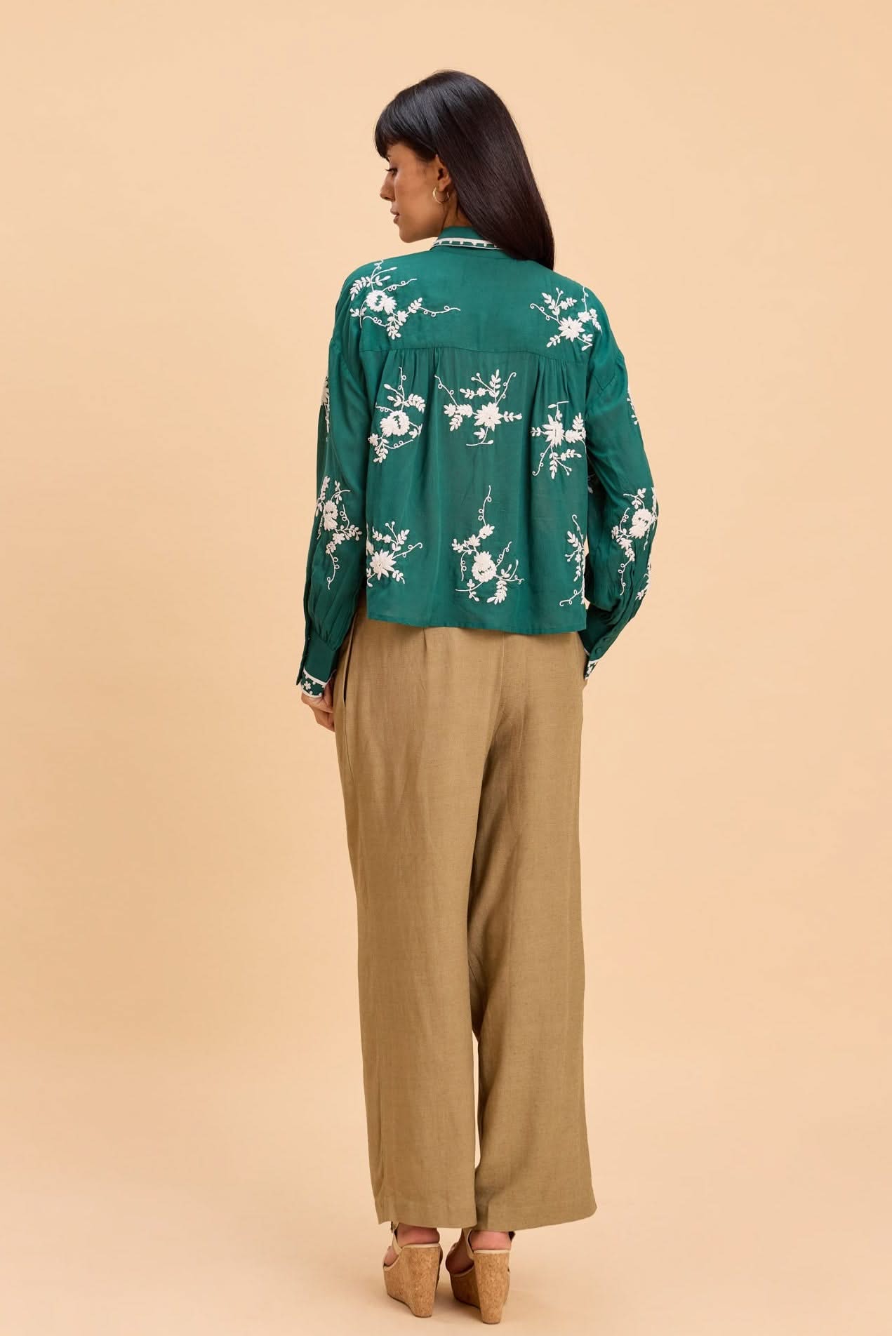CORI MODAL EMBROIDERED SHIRT WITH VOLUMINOUS SLEEVES - Sunday Story