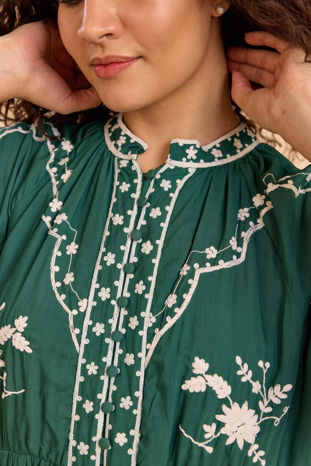 CORI MODAL MIDI DRESS WITH INTRICATE EMBROIDERY - Sunday Story
