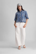 COVE EMBROIDERED DENIM SHACKET WITH JEWEL BUTTONS - Sunday Story