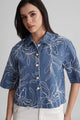 COVE EMBROIDERED DENIM SHACKET WITH JEWEL BUTTONS