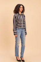 DAFFODIL STRIPE VISCOSE SHIRT WITH STATEMENT BUTTONS - Sunday Story